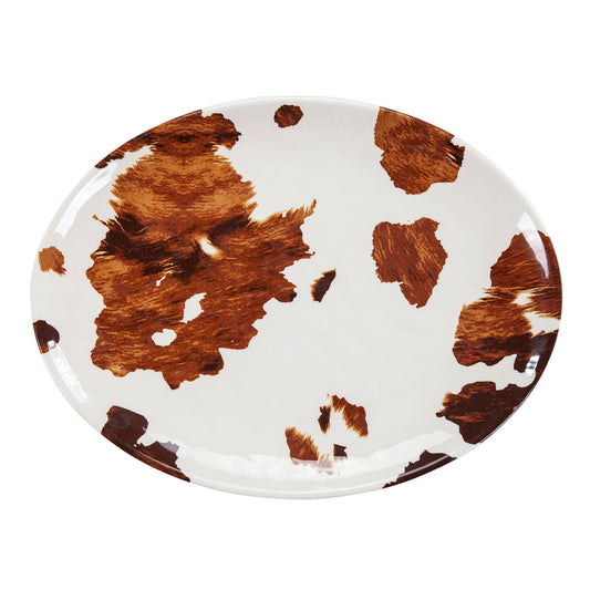 Elsa Melamine - Cowhide Melamine Serving Platter - Butterscotch / White