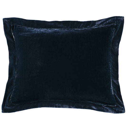Stella - Faux Silk Velvet Flanged Dutch Euro Pillow - Midnight Blue