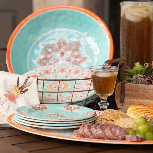 Western Melamine - Set (Set of 10) - Turquoise / Orange
