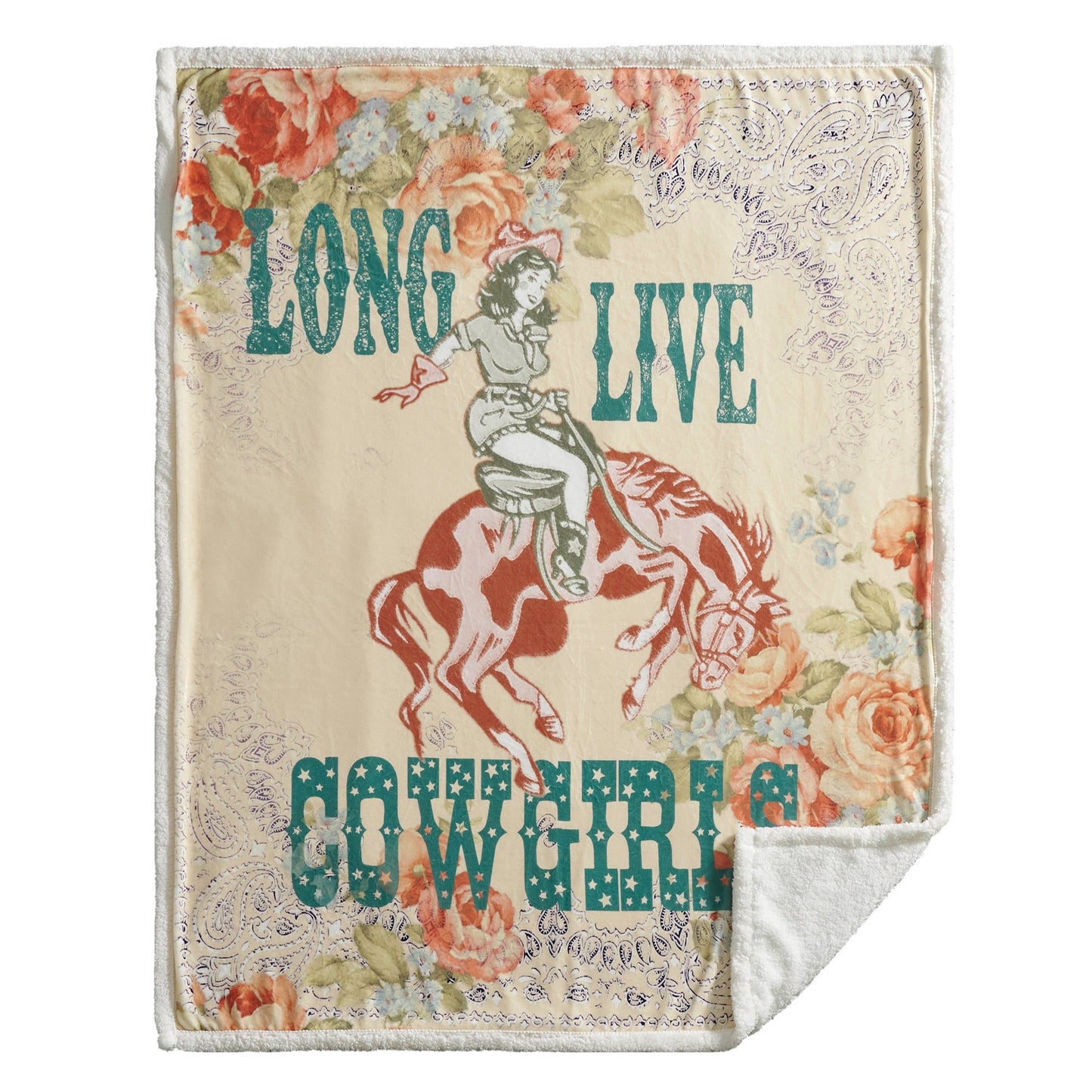 Campfire - Long Live Cowgirls Campfire Sherpa Throw - Multi Color