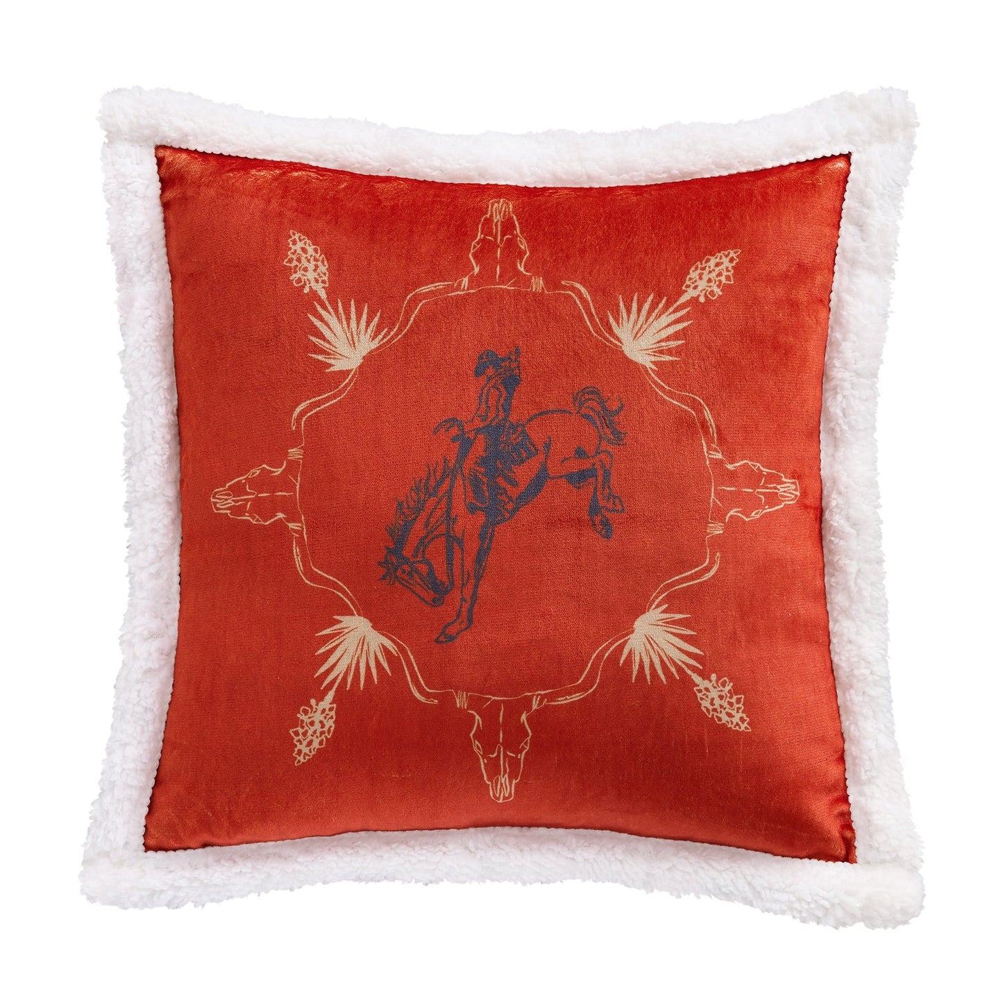 Campfire - Marfa Campfire Sherpa Pillow Bucking Bronco - Red