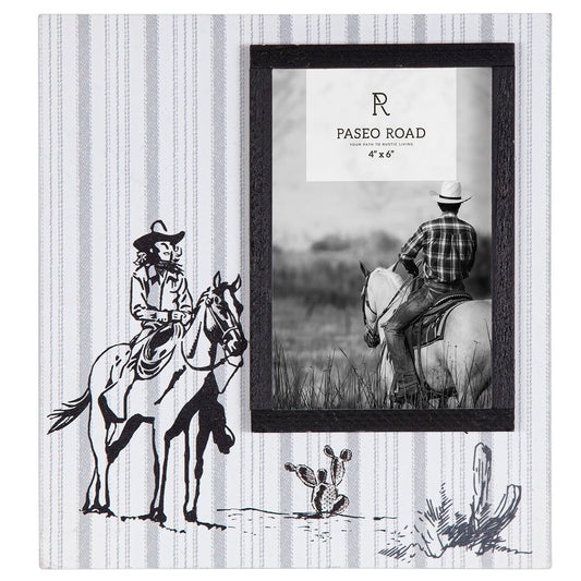 Ranch Life - 4" x 6" Picture Frame Cowgirl - Black / White