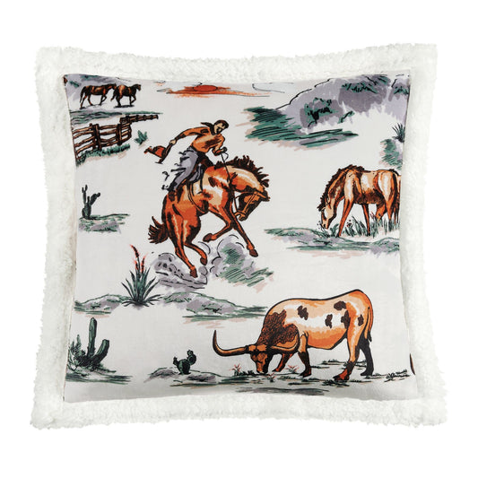 Campfire - Ranch Life Western Toile Campfire Sherpa Pillow - Duffle Bag