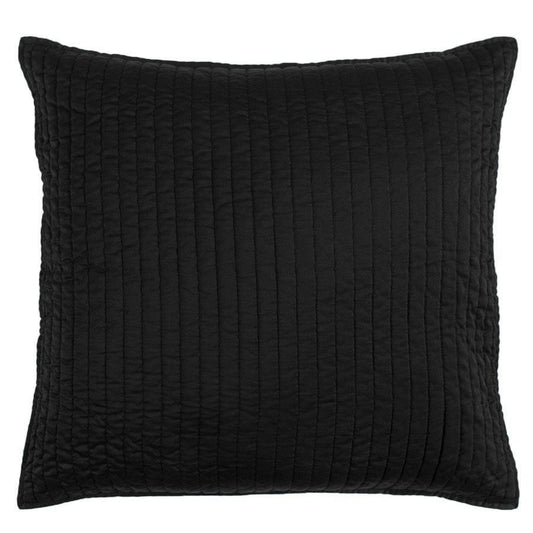 Satin Channel - Quilted Euro Sham - Black