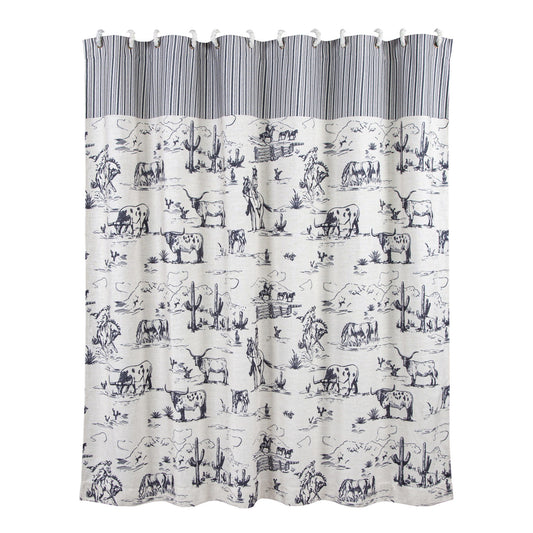 Ranch Life - Shower Curtain - White / Black