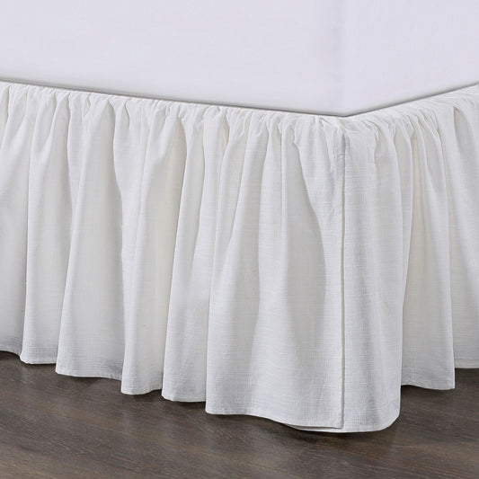 Lily - King Washed Linen Gathered Bed Skirt - White
