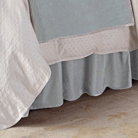 Belle - Twin Gatherer Velvet Bed Skirt - Light Blue