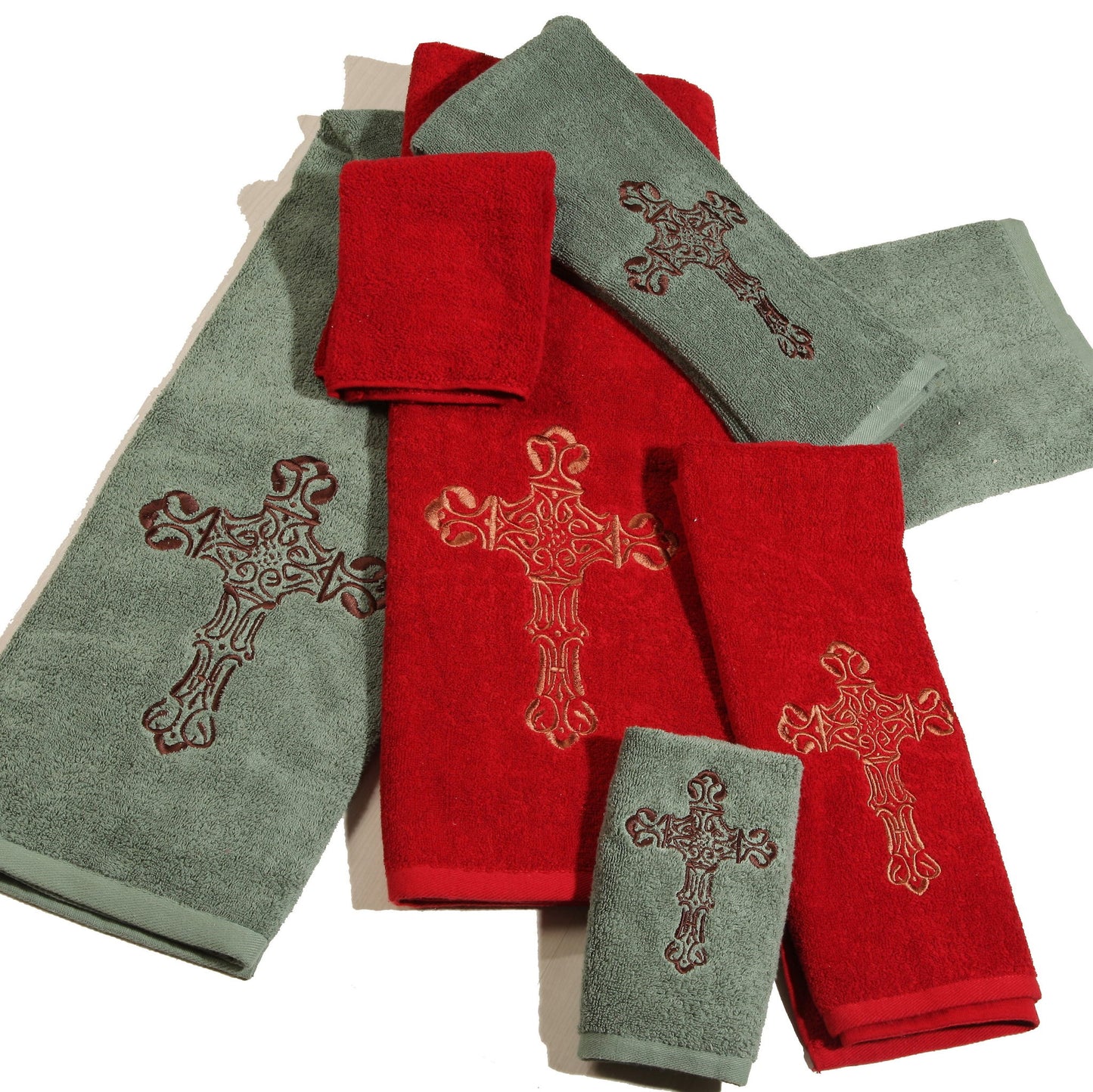 Western Cross - Embroidered Cross Towel Set (Set of 3) - Turquoise