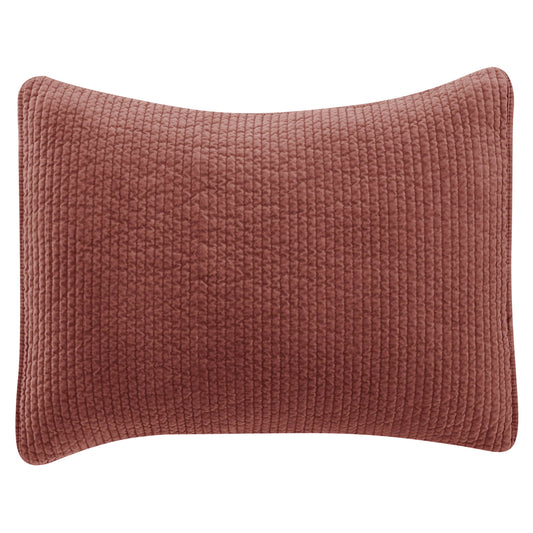Stonewashed Cotton Velvet - 21" x 34" Quilted Pillow Sham - Salmon
