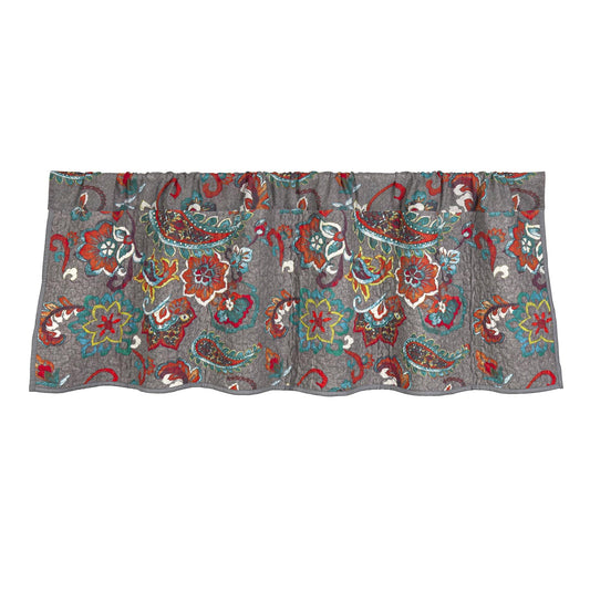 Abbie - Western Paisley Reversible Quilted Valance - Teal