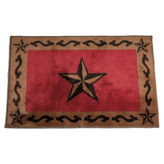 Rustic Star - Star Scroll Motif Rug - Red