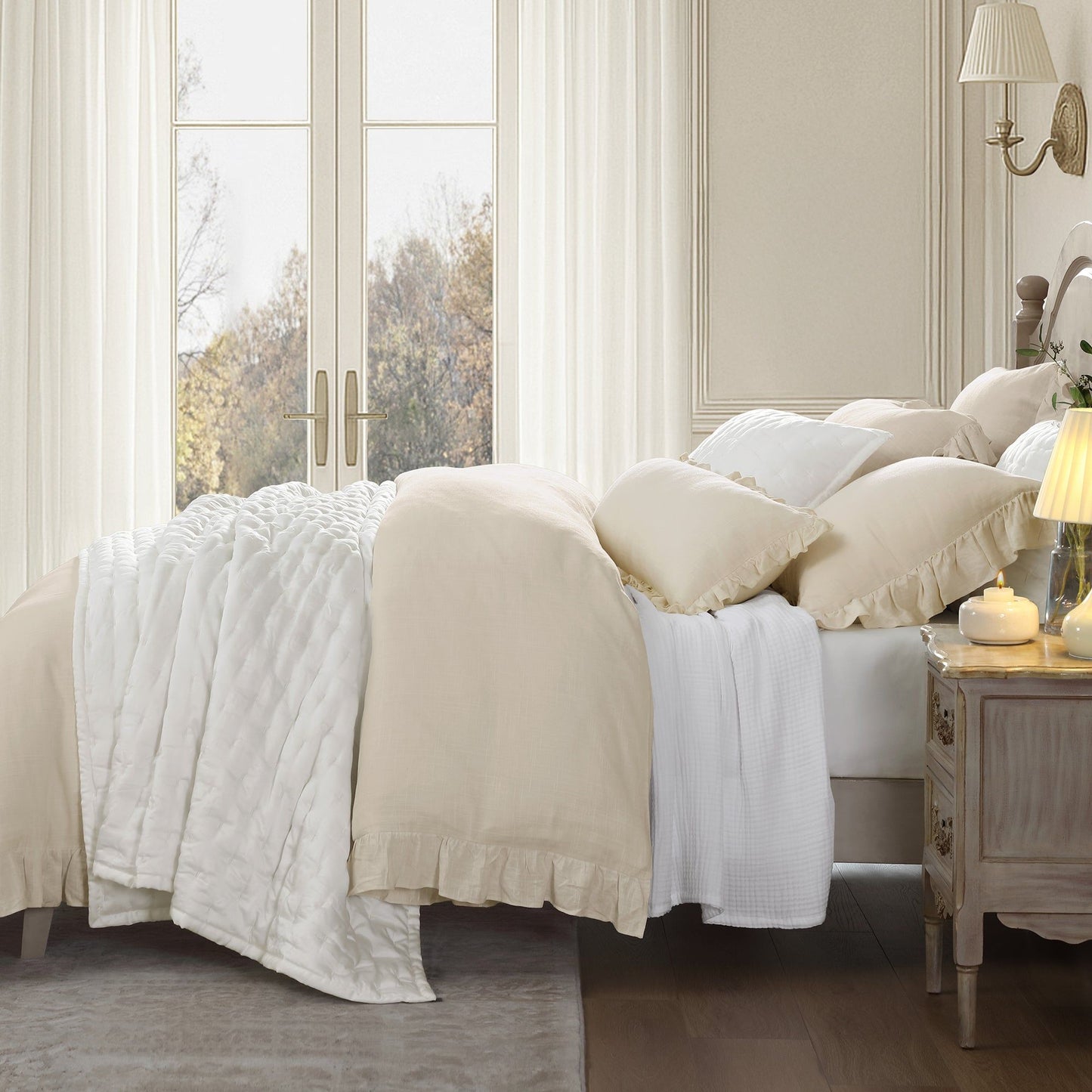 Lily - King Washed Linen Duvet Cover Set (Set of 3) - Light Tan