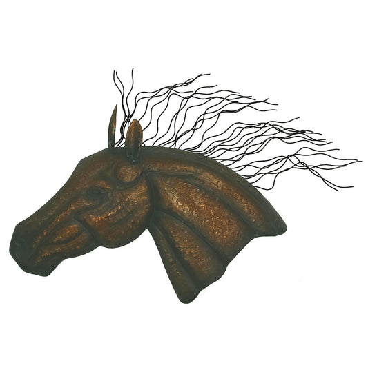 Wall Décor - 18.1" x 29.9" Large Horse Head Forged Metal Wall Sculpture - Brown