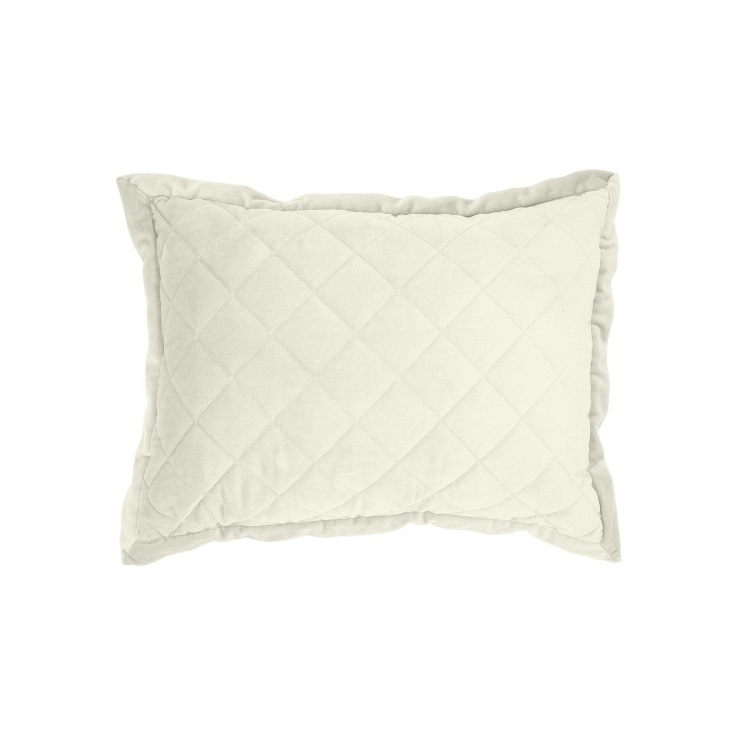 Velvet Diamond - Quilted Boudoir Pillow - Cream