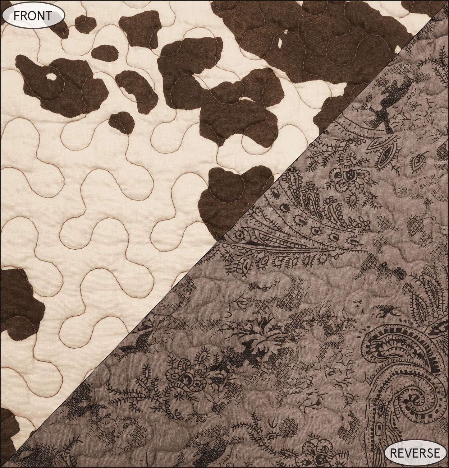Elsa Cowhide - Full/Queen Reversible Quilt Set (Set of 3) - Chocolate