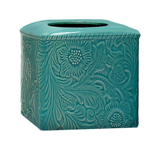 Savannah - Ceramic Tissue Box Cover - Turquoise