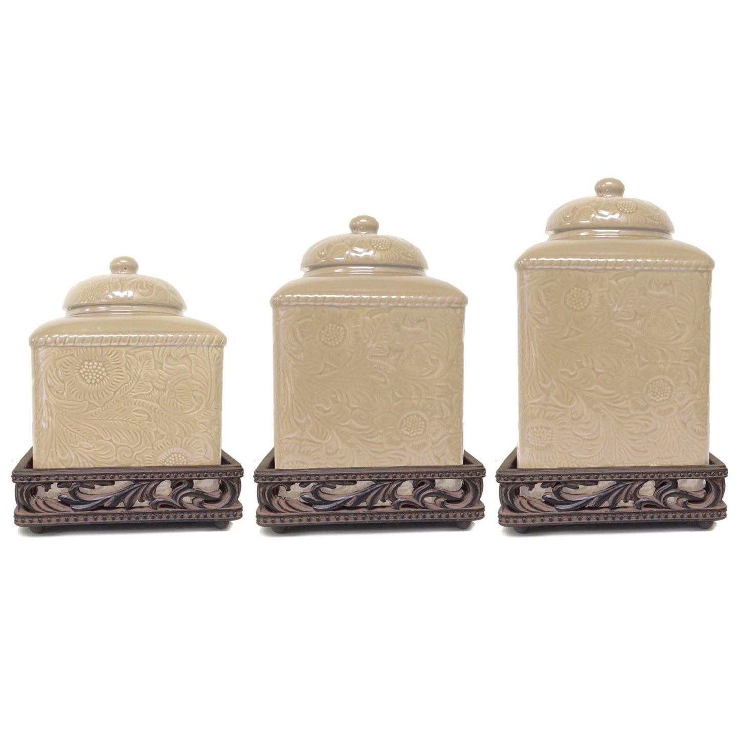 Savannah - Canister & Base Set (Set of 6) - Cream