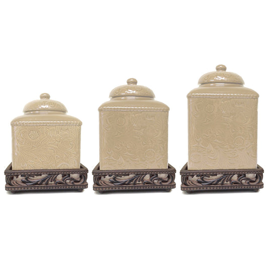 Savannah - Canister & Base Set (Set of 6) - Cream