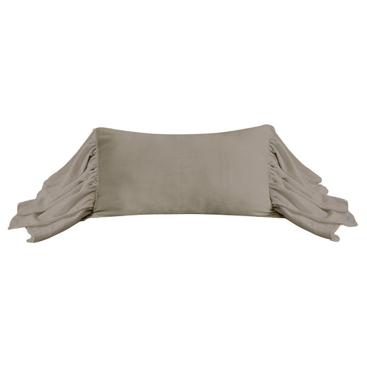 Luna - Washed Linen Long Ruffled Pillow - Taupe
