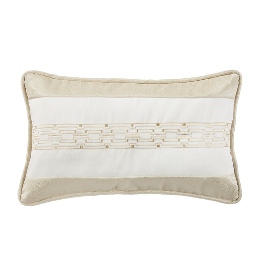 Hollywood - Chain Link Embroidered Lumbar Pillow - White / Cream