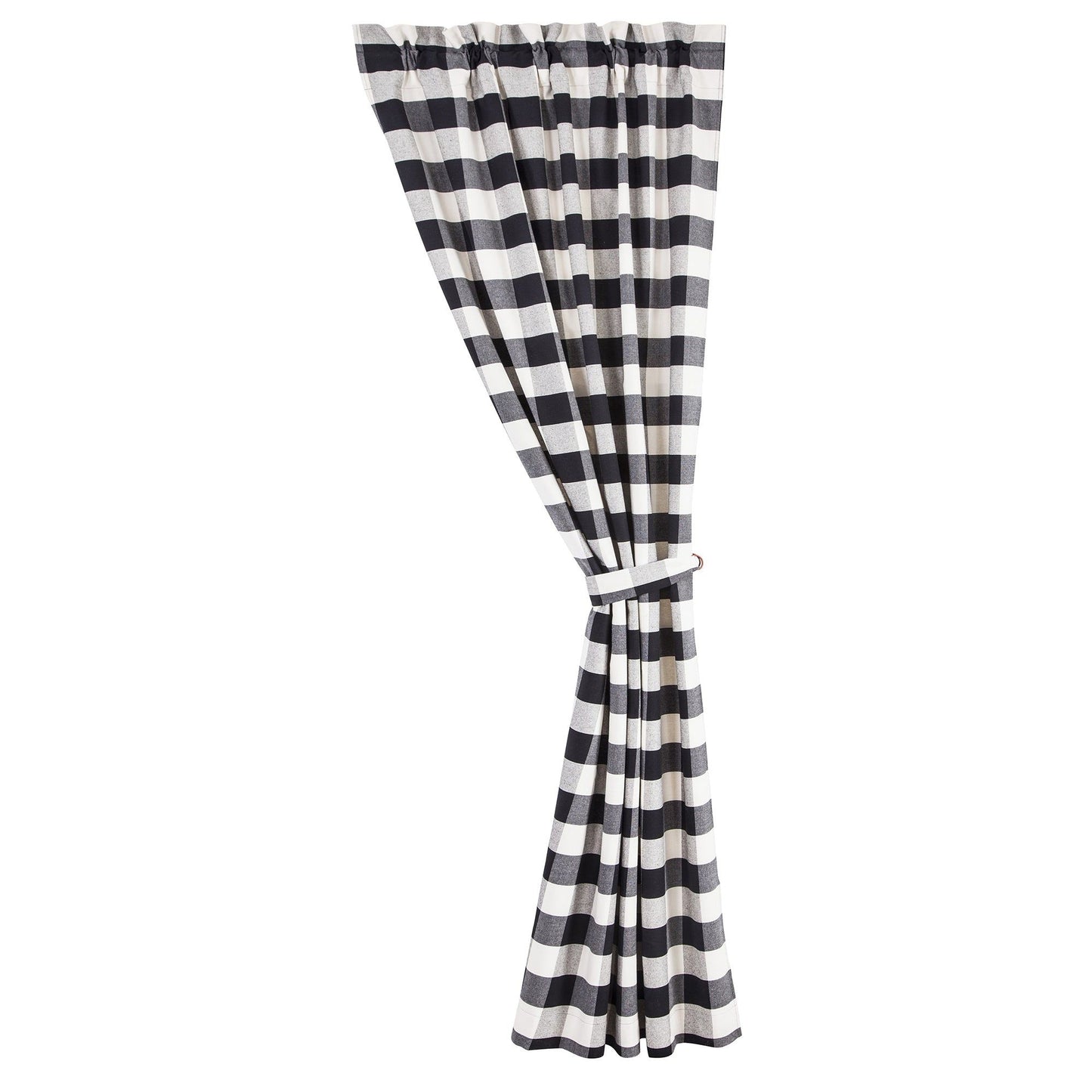 Camille - Buffalo Check Curtain Set (Set of 2) - Black / Natural