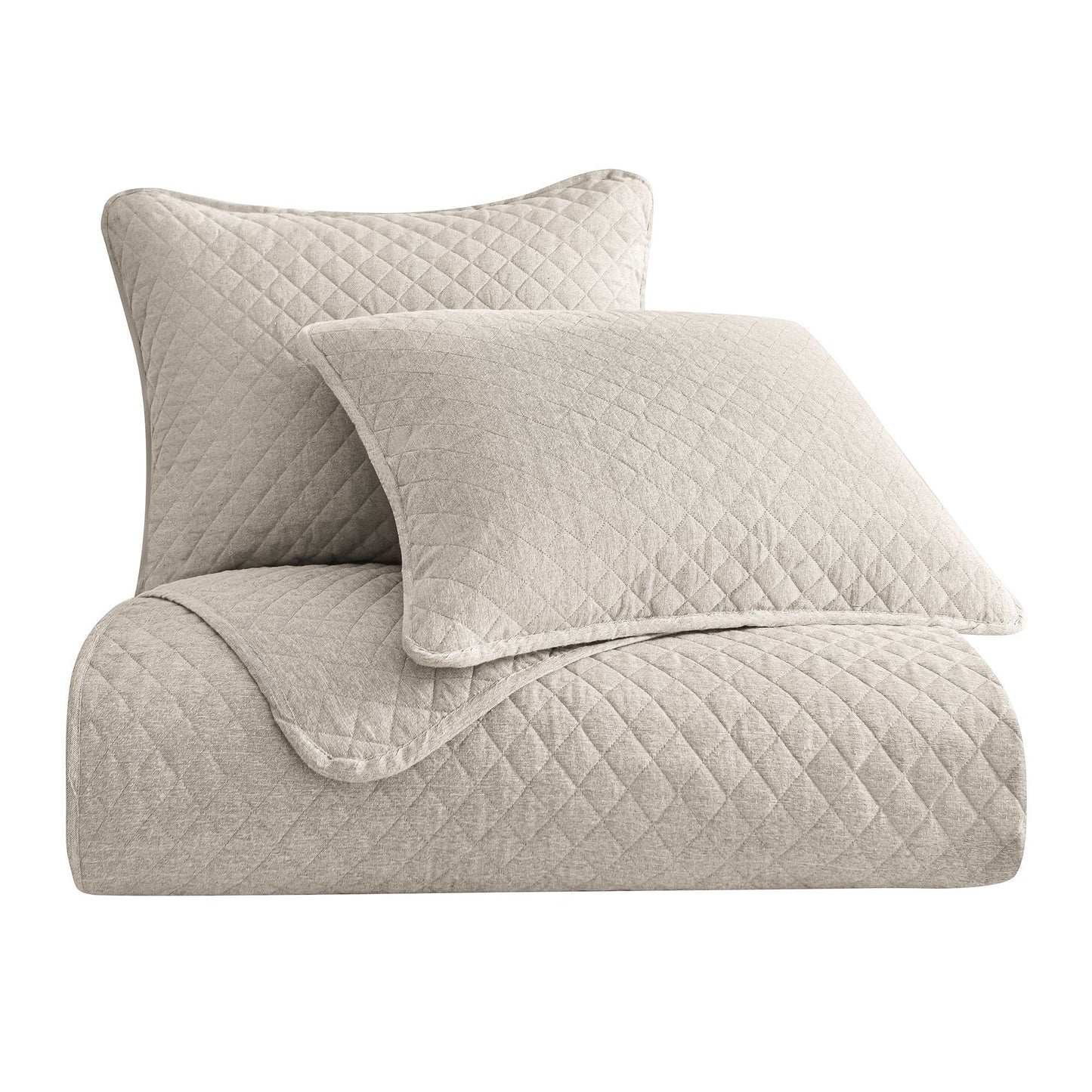 Anna - King Diamond Quilted Coverlet Set (Set of 3) - Light Tan