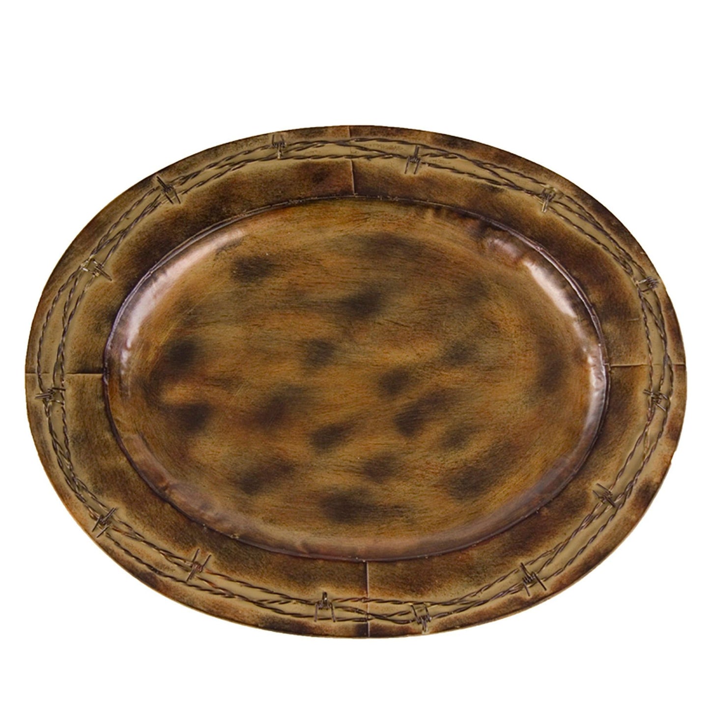 Rustic Barbwire - Barbwire Oval Iron Tray - Brown / Tan