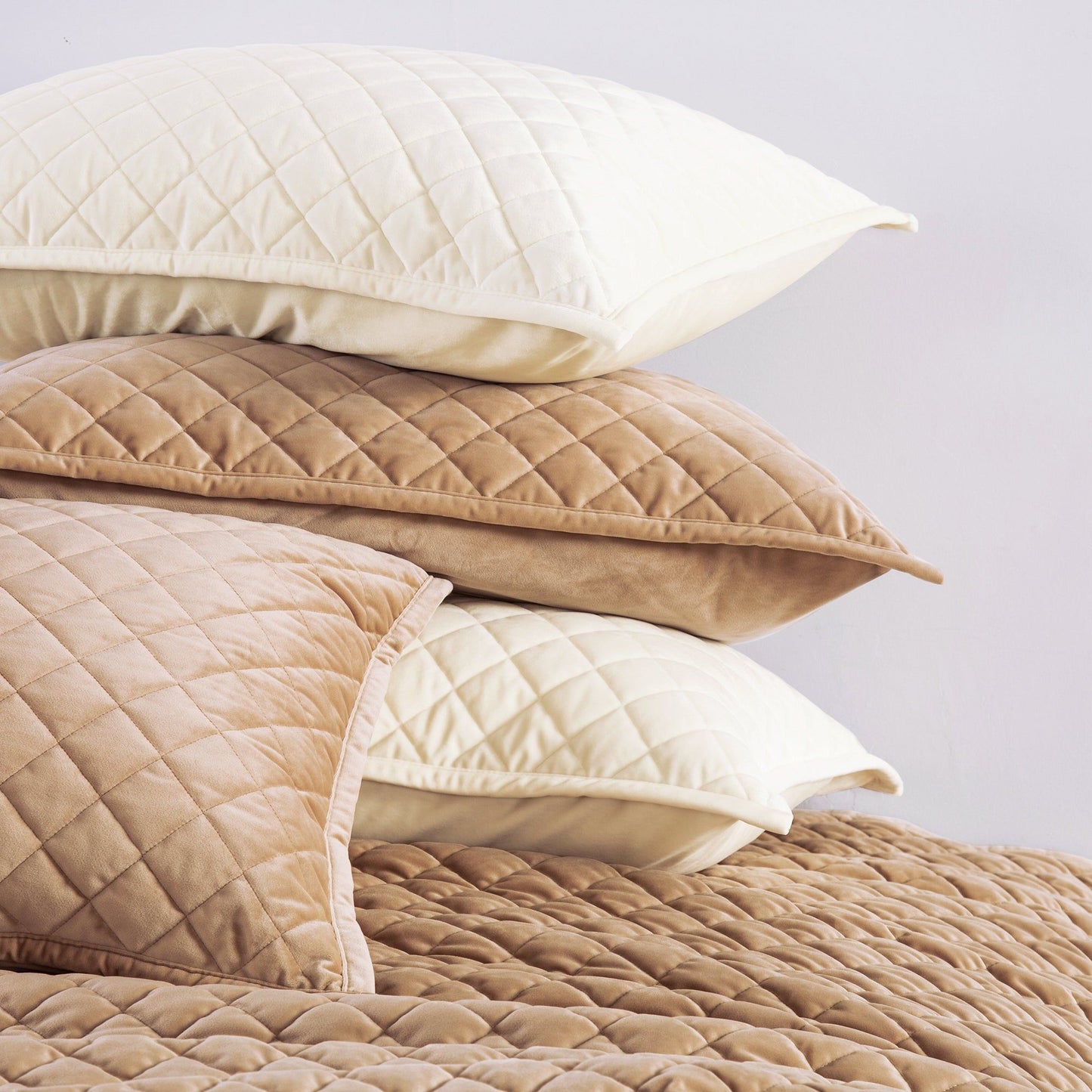 Velvet Diamond - Quilted Pillow Sham Set (Set of 2) - Amethyst