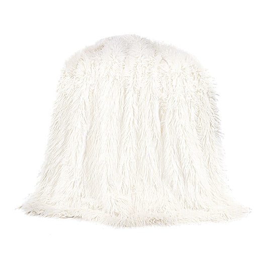 Mongolian Fur - Faux Fur Throw Blanket - White