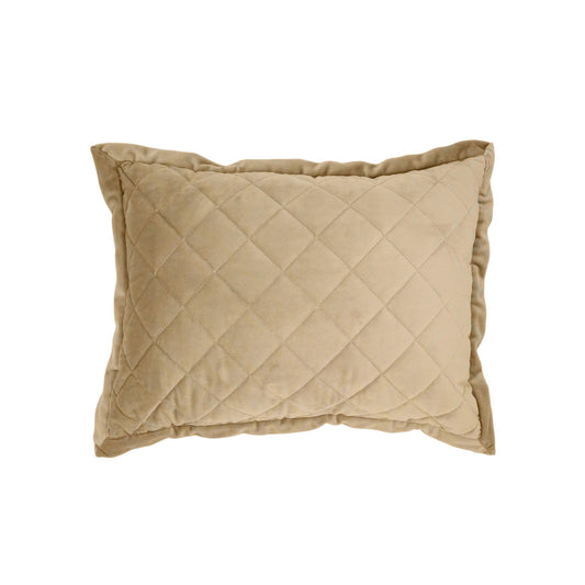 Velvet Diamond - Quilted Boudoir Pillow - Oatmeal