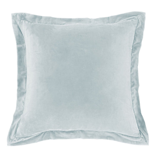 Stella - Faux Silk Velvet Flanged Euro Sham - Icy Blue