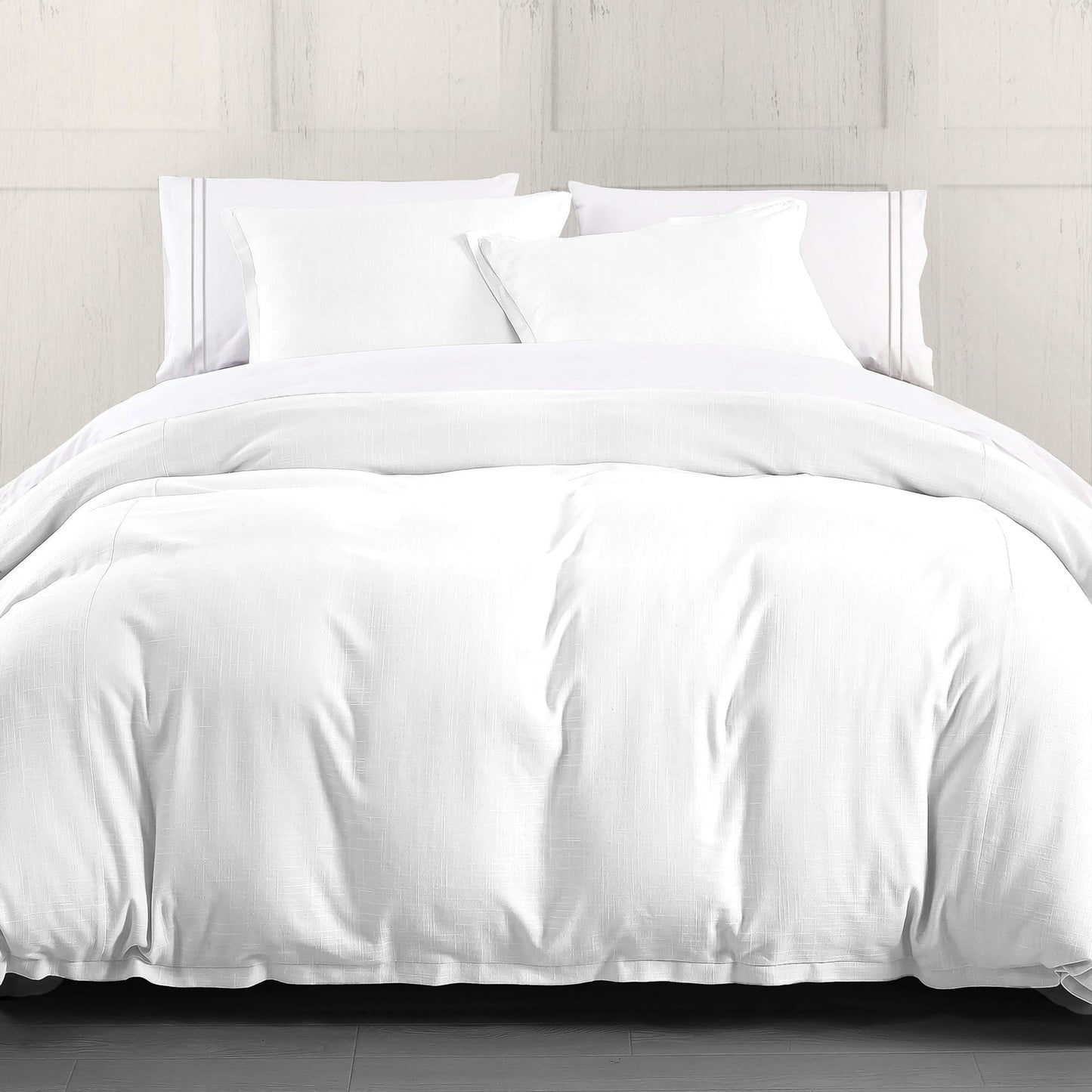Hera - King Washed Linen Flange Comforter Set (Set of 3) - White
