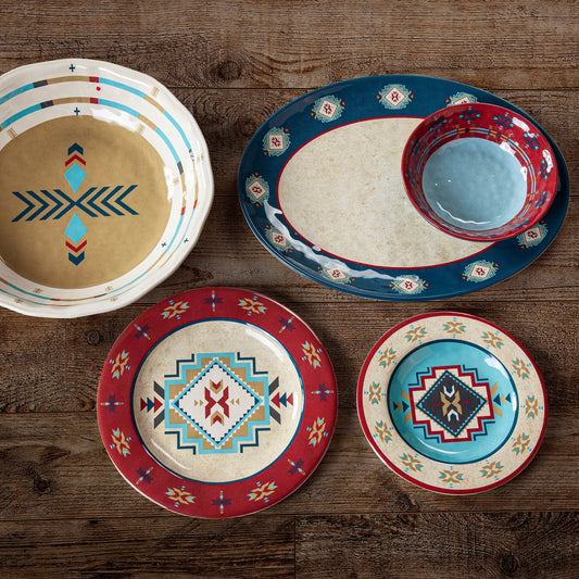 Spirit Valley - Melamine Dinnerware Set (Set of 14) - Multi Color