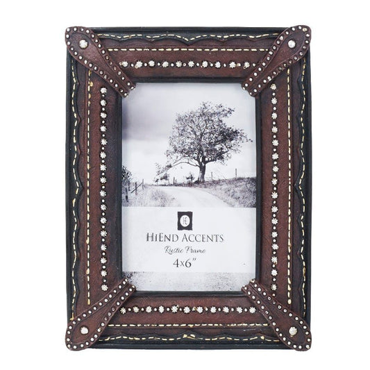 Picture Frame - 4" x 6" Corner Straps With Studding - Brown