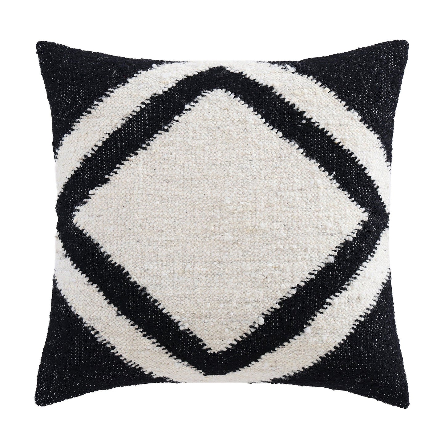 Antigua - Handwoven Square Pillow - Black / White