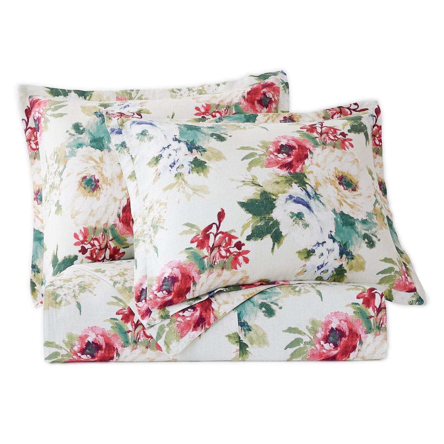 Peony - King Washed Linen Comforter Set (Set of 3) - Blossom