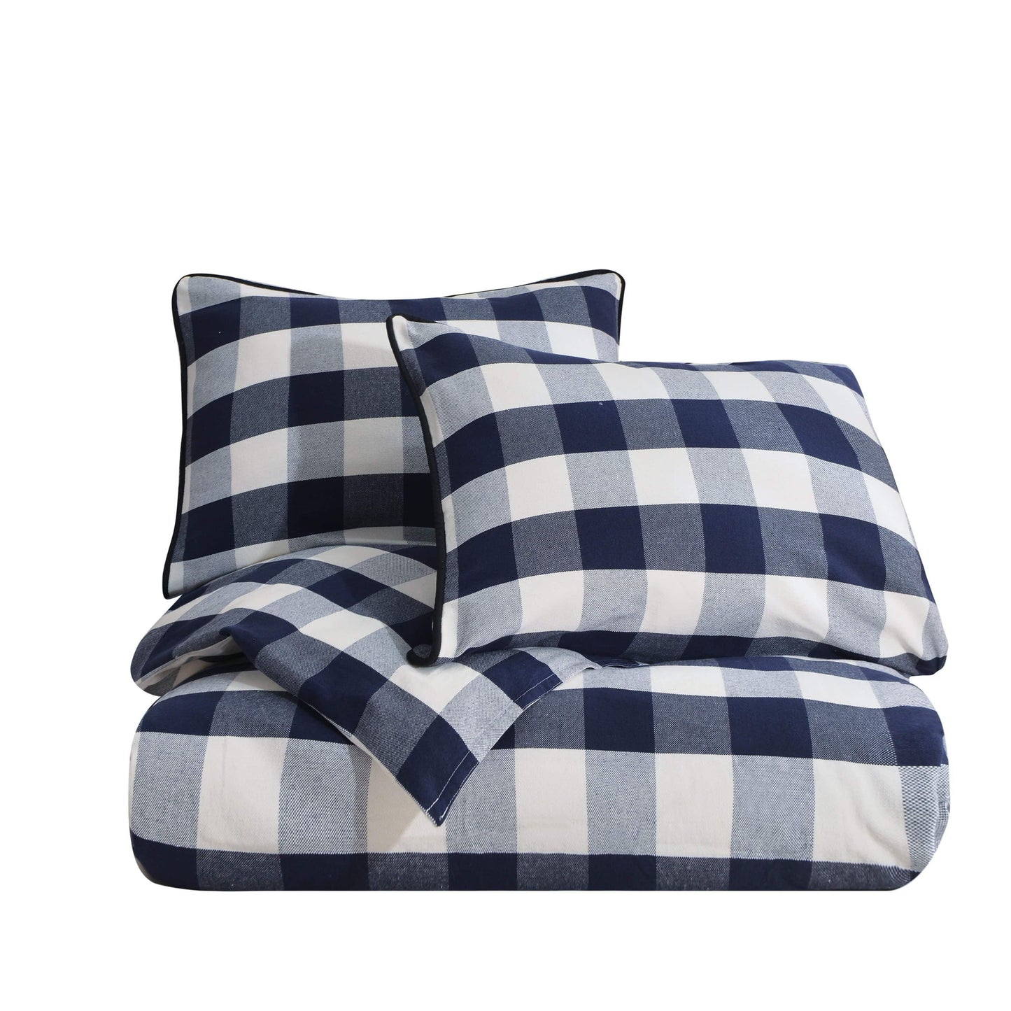 Camille - Twin Buffalo Check Comforter Set (Set of 2) - Navy