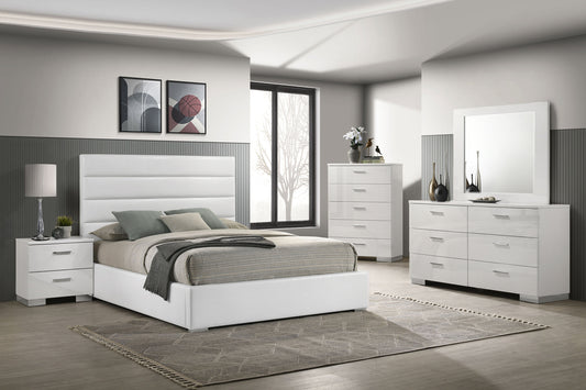 Felicity 5-piece Eastern King Bedroom Set White High Gloss