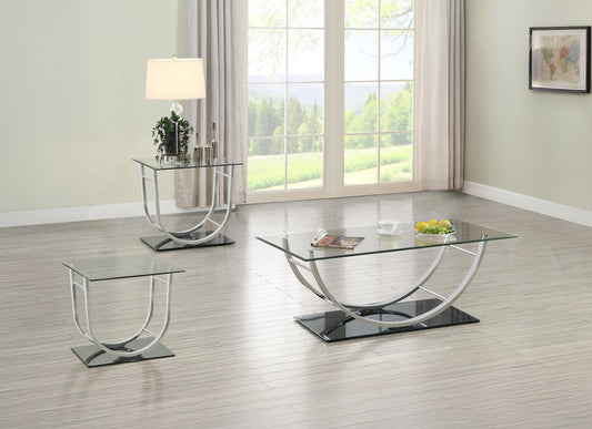 Danville 3-piece Glass Top Coffee and End Table Set Chrome