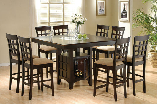 Gabriel 9-Piece Lattice-Back Counter Height Dining Set Cappuccino