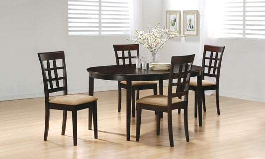 Gabriel 5-Piece Lattice-Back Oval Extension Dining Set Cappuccino