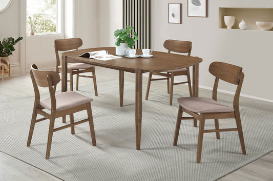 Dortch 5-piece Oval Dining Set with Upholstered Chairs Walnut