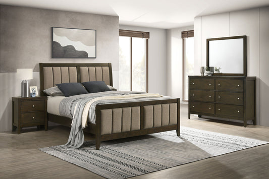 Wilkes 4-Piece California King Bedroom Set with Upholstered Bed Dark Cocoa