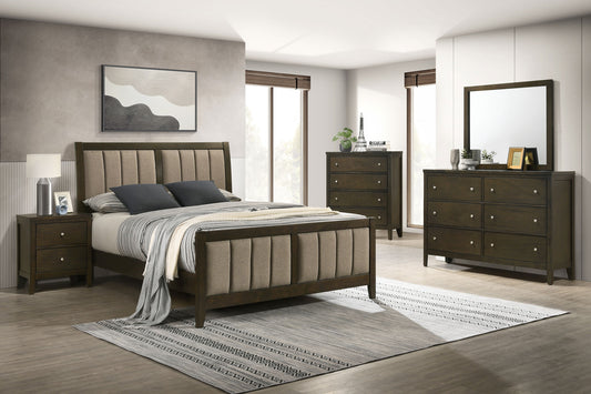 Wilkes 5-Piece California King Bedroom Set with Upholstered Bed Dark Cocoa