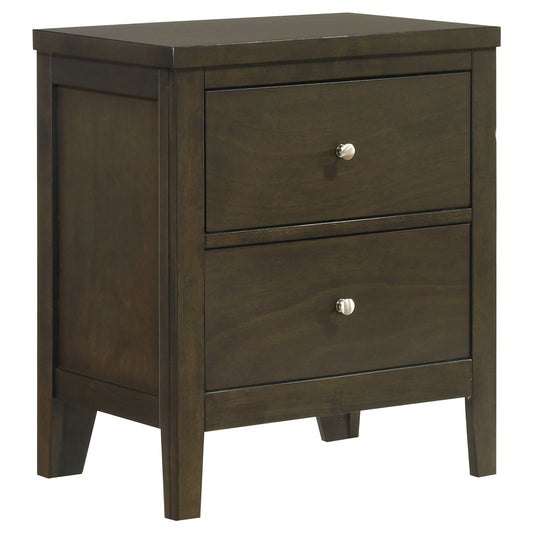 Wilkes Transitional 2-Drawer Nightstand with Metal Knobs Dark Cocoa