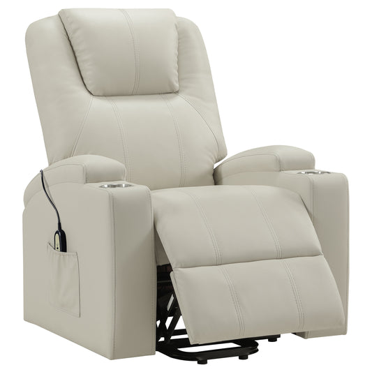 Armstrong Faux Leather Power Lift Massage Recliner Ivory