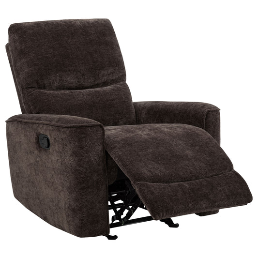 Navarro Chenille Upholstered Glider Recliner Dark Brown
