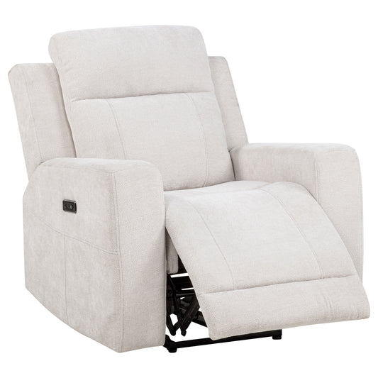 Kennett Chenille Upholstered Power Recliner Chair Ivory