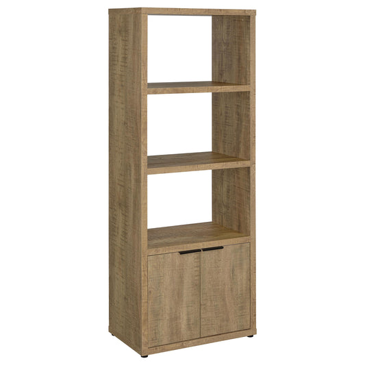 Tabby Farmhouse Media Tower with Adjustable Shelf and 2-Door Storage Mango