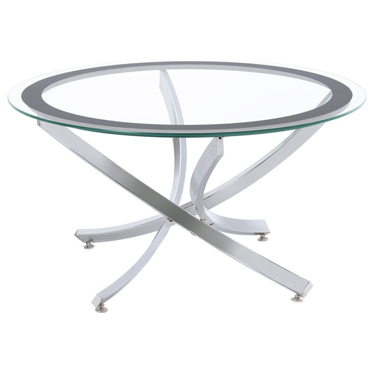 Brooke Round Glass Top Coffee Table Metal Base Chrome